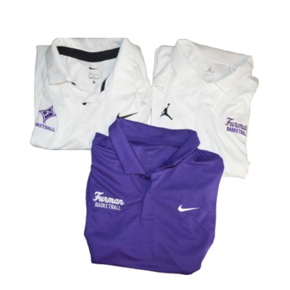 Furman University Paladins Jordan Basketball Nike XL Lot of 3 Dri-Fit Polos